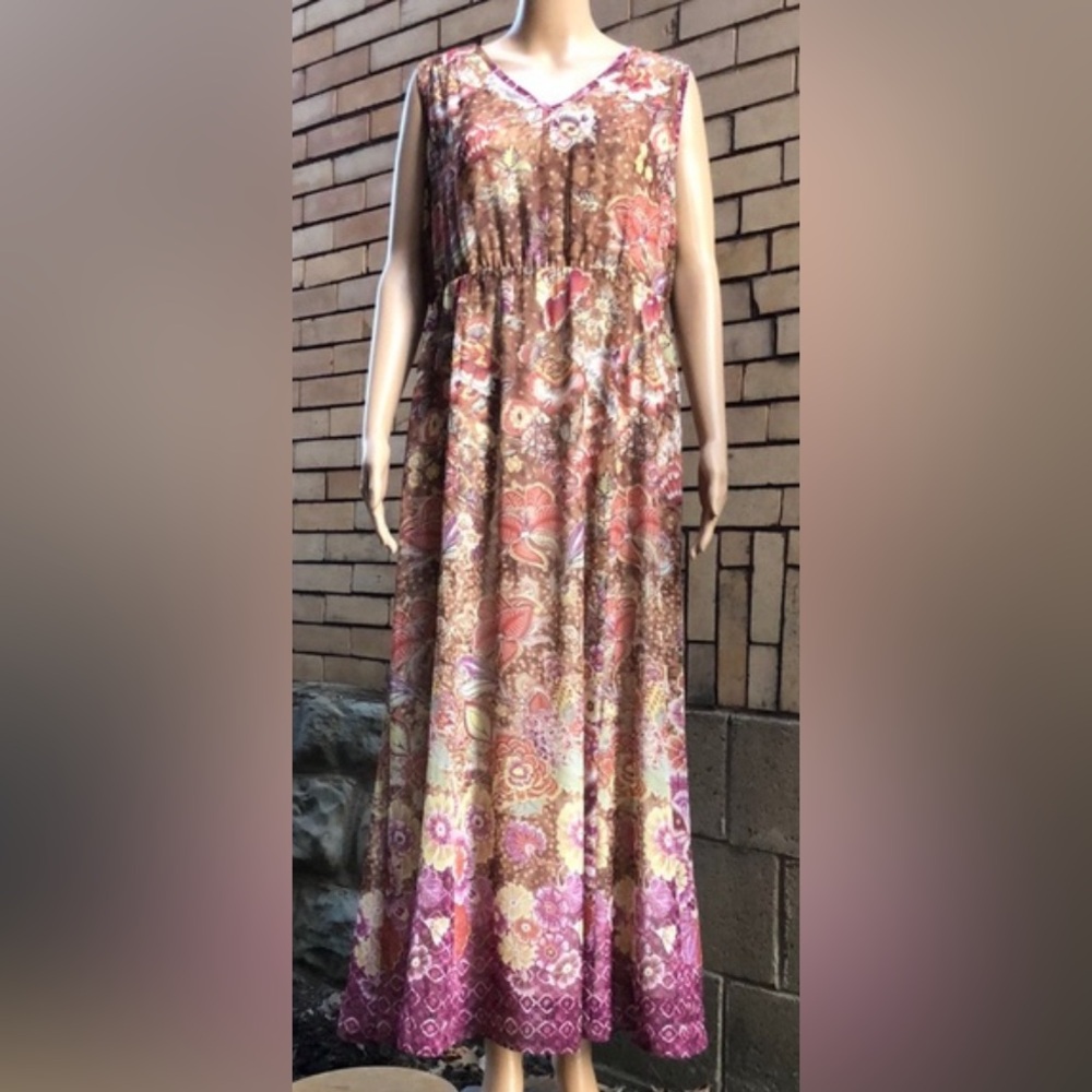 Chico’s Floral Boho Maxi Dress Size 8 (Chico’s 1)